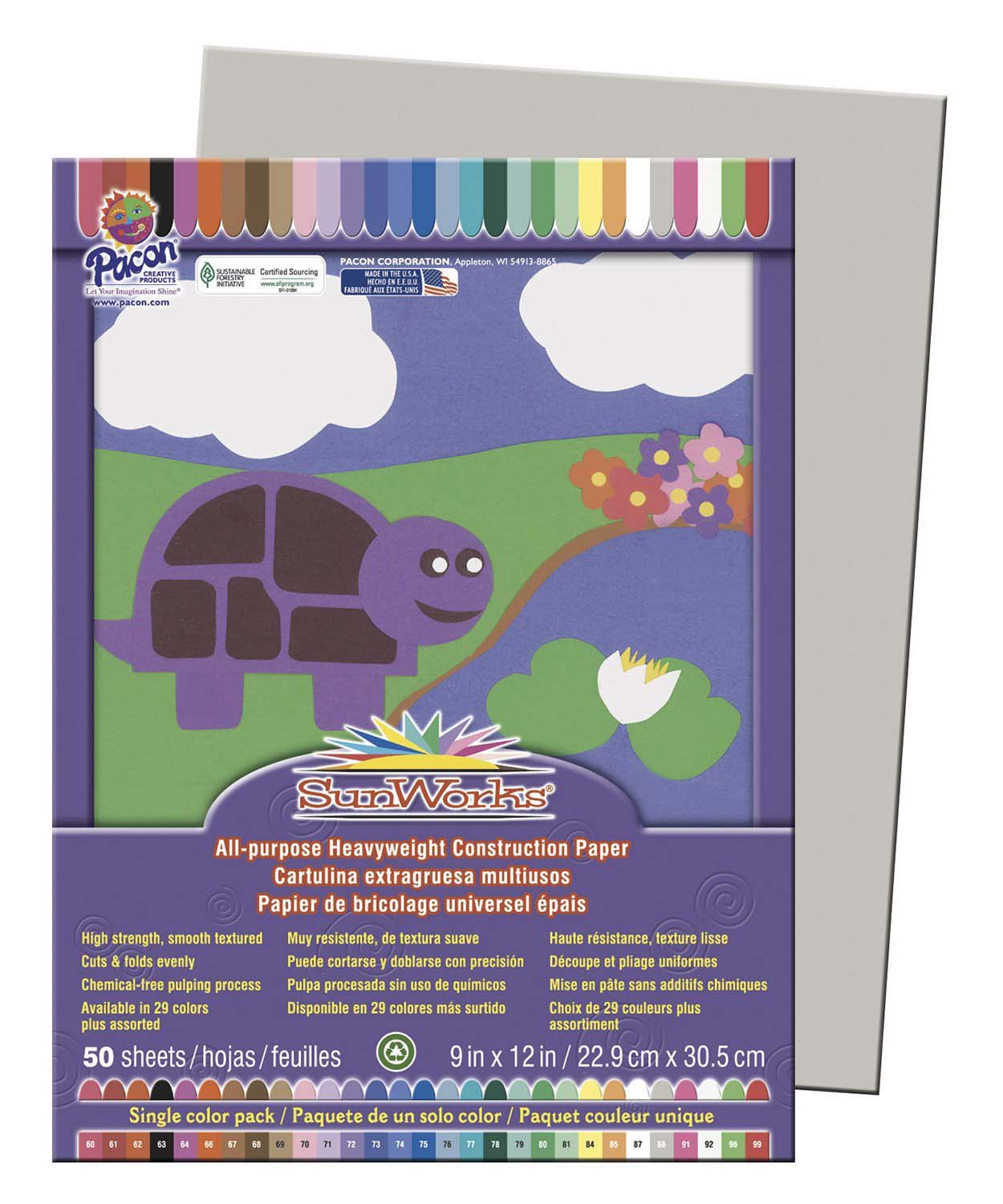 Construction Paper 9×12 Grey 50 Sheets Supply