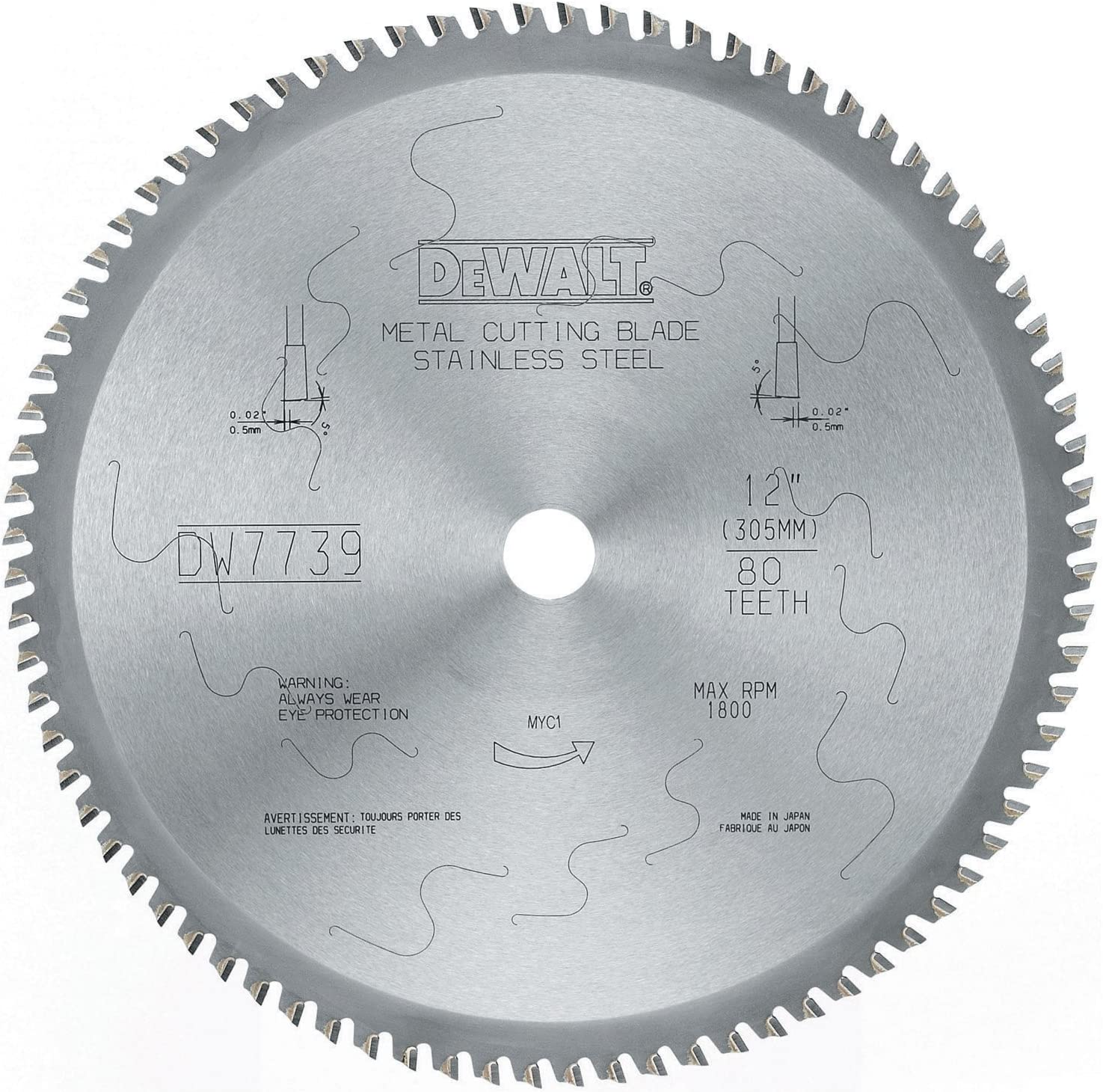 DeWalt 80 Teeth Stainless Steel Metal Cutting 1-Inch Arbor, 12-Inch Discount
